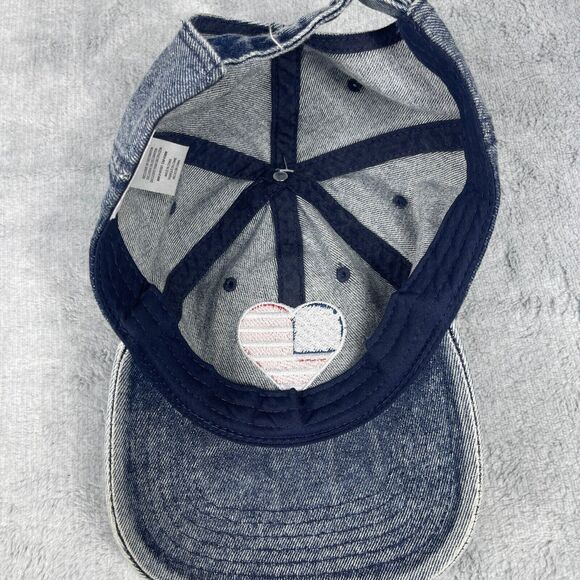 Denim Hat American Flag Heart Patch Cap Trucker Adjustable Strap Mighty Fine - Picture 7 of 8